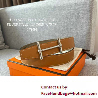 Hermes H d'Ancre belt buckle  &  Reversible leather strap 32 mm 03 2023
